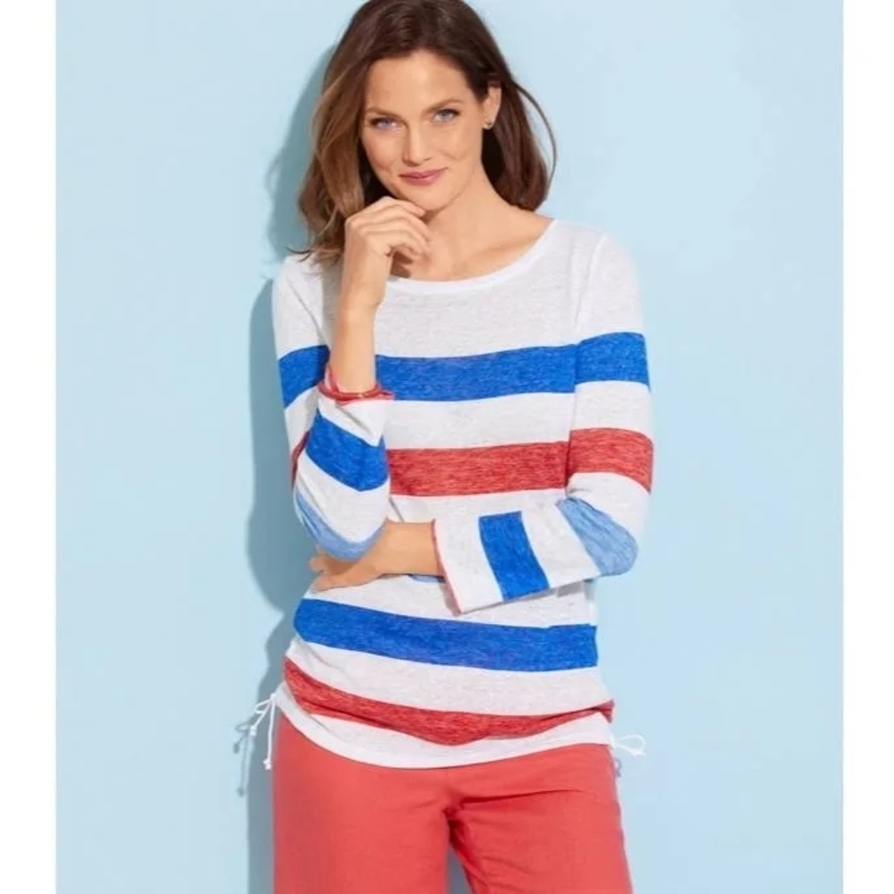Talbots Blue and Red Striped Top